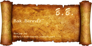 Bak Bennó névjegykártya